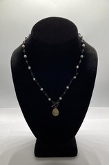 Sterling Silver 925 Tested Freshwater Pearl Purple Stone Love Necklace 16.5″