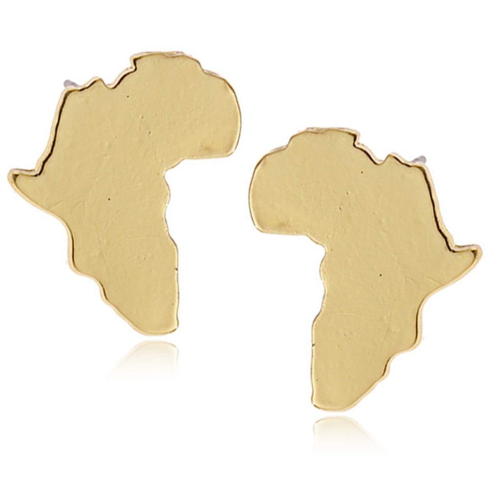Chic Stainless Steel African Map Studs Earrings Hypoallergenic Gold Silver Tr…