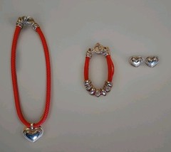 Braided red leather matching Necklace, Bracelet & Earrings