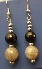 Artisan Labradorite Onyx Silver Pyrite Dangle Earrings