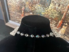 Extravagant Four Strand Glass Crystal Bead Necklace Hook Closure