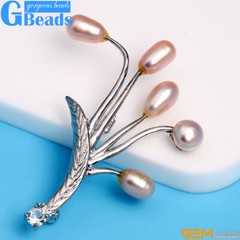 45x50mm Freshwater Pearls For Women White Gold Plated Brooch Fashion Jewelry