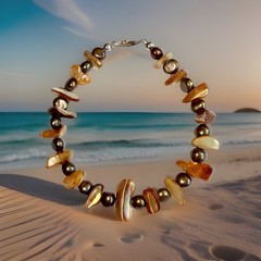 Handmade Brown Freshwater And Mother Of Pearl Bracelet Sterling Silver Clasp 8”