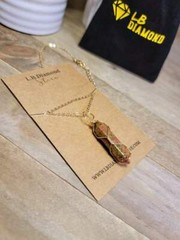 Natural Gold Wire Wrapped Ukanite Handmade Point Necklace Hexagon Chain Pendant