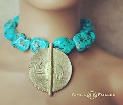 Fat Turquoise Howlite Chunky Rainbow Statement Necklace Red Pink Orange Blue