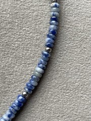 BLUE DOT SODALITE Rondelle Beads STAINLESS Starfish Choker Unisex Necklace 16”