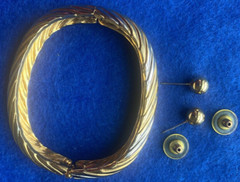 Two-Tones Bangle Bracelet with matching earrings set 3 3/8×2 In. Dial.