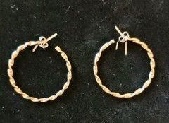 Taxco Modernist 1½»Dia. Spiral Twist Hoop Post Earrings 5.9g 925 Sterling Silver