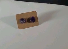 Handmade Amethyst Crystal Stone Stud Earrings Surgical Steel