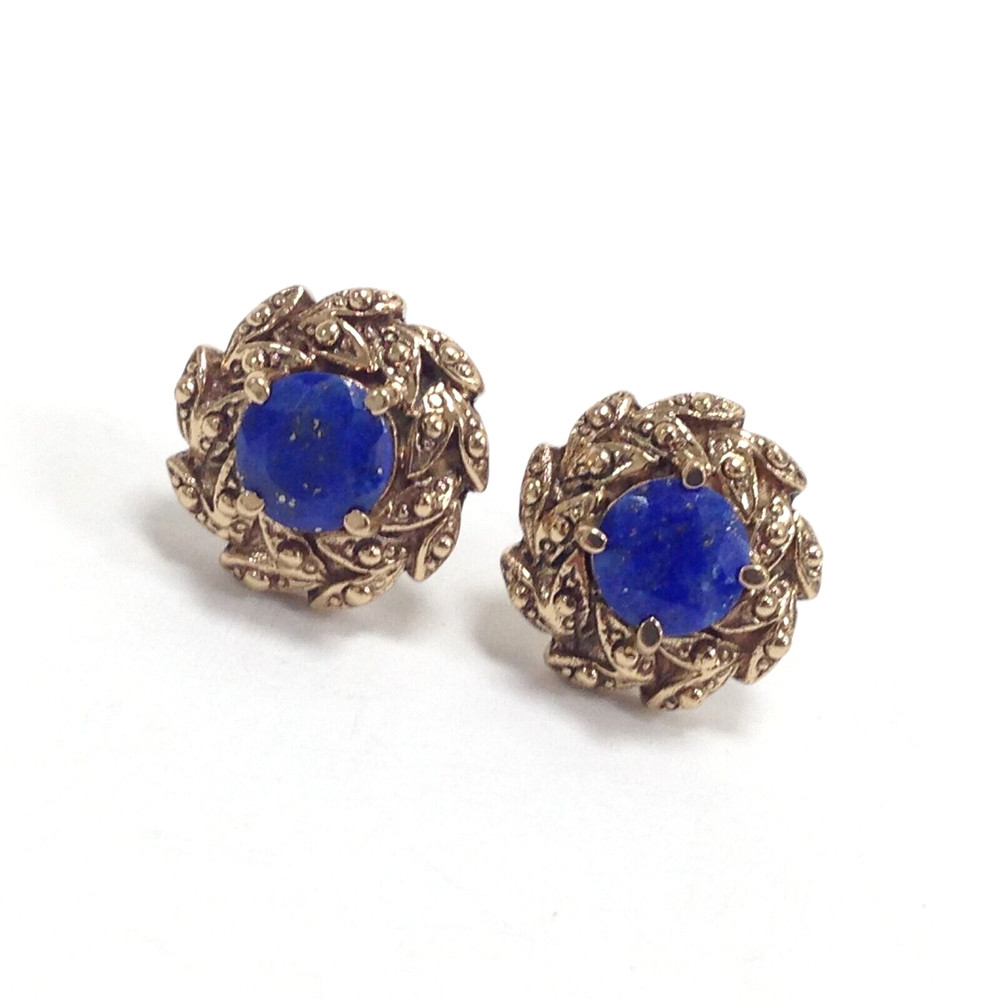 Nicky Butler NB Bronze Collection Lapis Lazuli Stud Earrings w/925 Sterling Post