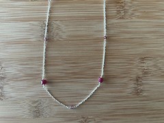 New Garnet, Rhodonite Garnet & Sterling Silver Necklace Handmade 19 1/4 in.-N387