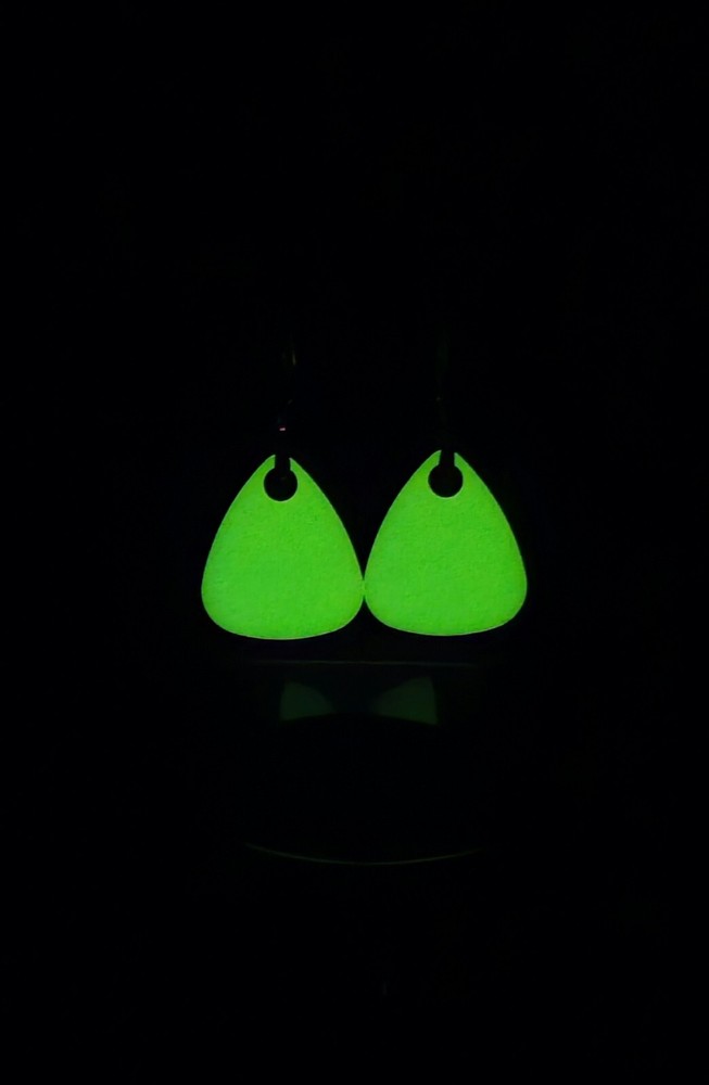 Glow In The Dark Dangling Guitar Pick Silver Fish Hook Fashion Earrings