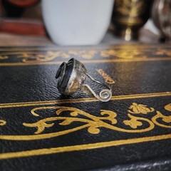 Vintage 90s Artisan Glass Ring Swirl Design Adjustable Rustic Boho Handmade