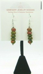 Sterling Silver Natural UNAKITE Gemstone Dangle Earrings #2271…Handmade USA
