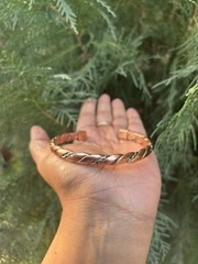 1Pc Pure Copper and Silver Healing Bangle Cuff Bracelet Spiritual, Unisex