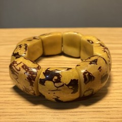 4 Tagua Nut Bracelets Pink Yellow Green Brown Stretch Boho Chunky Organic Beads