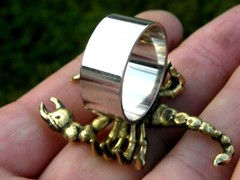 Brass Scorpion ring band solid 925 sterling silver size 7 8 9 10 11 12
