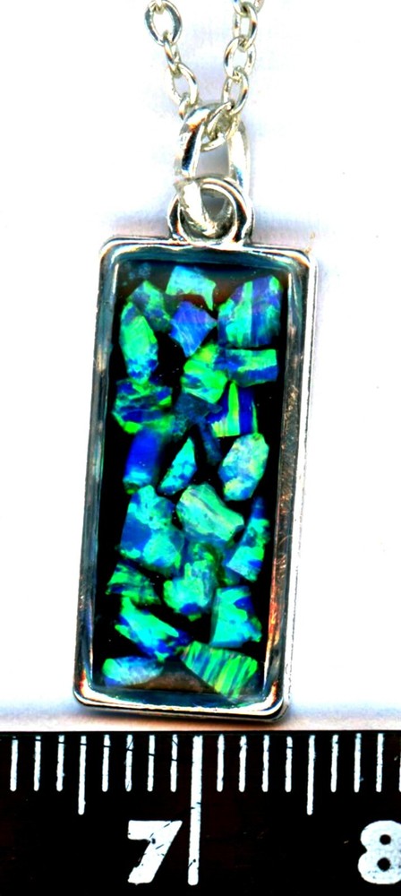 OPAL NECKLACE, silver framed, handmade black Opal Jewelry