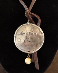 Faith Necklace Pendant Brass Christian Mixed Metal Grace Leather Rustic Boho