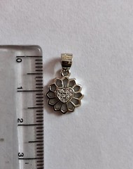 925 Sterling Silver HEART FLOWER FLORAL Pendant with Cz Small Minimal Jewelry #1