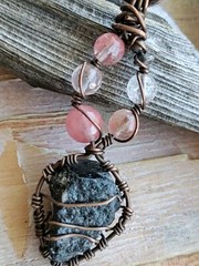 Tourmaline Gemstone Gift for Her Him Necklace Casual Boho Black Pink Clear Teen