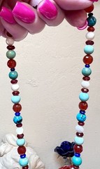 LOVELY Artisan Sterling Silver Turquoise, Lapis, Carnelian, Etc. Cross Necklace