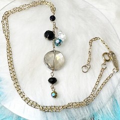 Holly Yashi Cascade Gemstone Purple Blue Crystal Pendant Gold Necklace