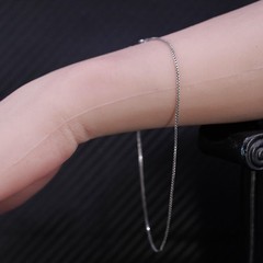 9.75” 1mm, vintage Italian sterling silver 925 box chain anklet bracelet