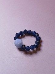 Aquamarine And Blue Sapphire Beaded Ring