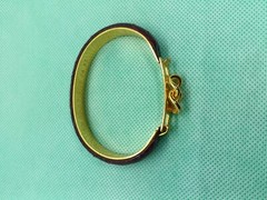 Mannelli Florence 24k Gold Plated Red Snakeskin Leather Bangle Bracelet 5″Wx1″H