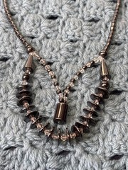 Abstract Artisan Hematite Beaded Statement Bib Necklace Quartz Barrel Clasp