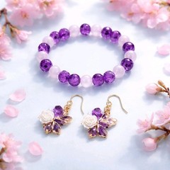 Braclet & Matching Earrings With Butterfly/Rose