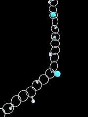 Susan Rifkin Sterling Silver Necklace Circle Link Dangle Beads Turquoise 925