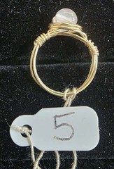 Handmade size 5 wire-wrapped Rose Quartz rings with Gold-Tone plated wire