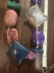 VTG Pink Purple Large Stone Beads Art Deco Necklace