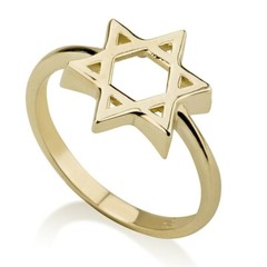 Support Israel with 14K Solid Yellow Gold Star of David Ring Jewish Jewelry