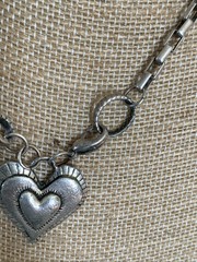 Artisan Heart Pendant Necklace 925 + Plated Silver Elements Front Closure 18”