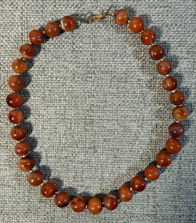 Carnelian Bead Necklace 18 Inches Long X 1/2 Inch Diameter Beads Excellent