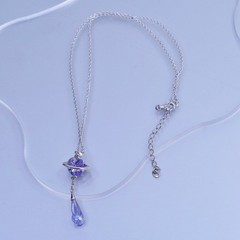16+2”, Silpada Sterling 925 silver necklace amethyst planet pendant teardrop