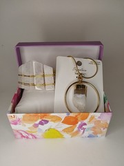 Jewerly Set White Agate Cuff Bracelet & Pendant & Chain Handcrafted NWT Gift