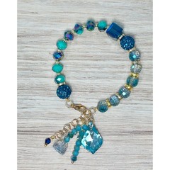 Turquoise Swarovski Beaded Charm Bracelet