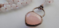 Mala 108 Beads, Rose Quartz & Rhodonite with pendant hand knotted Mala Necklace