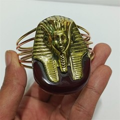 King Tut Pharaoh Copper Bracelet with Handcrafted Stone Egyptian Heritage Jewelr