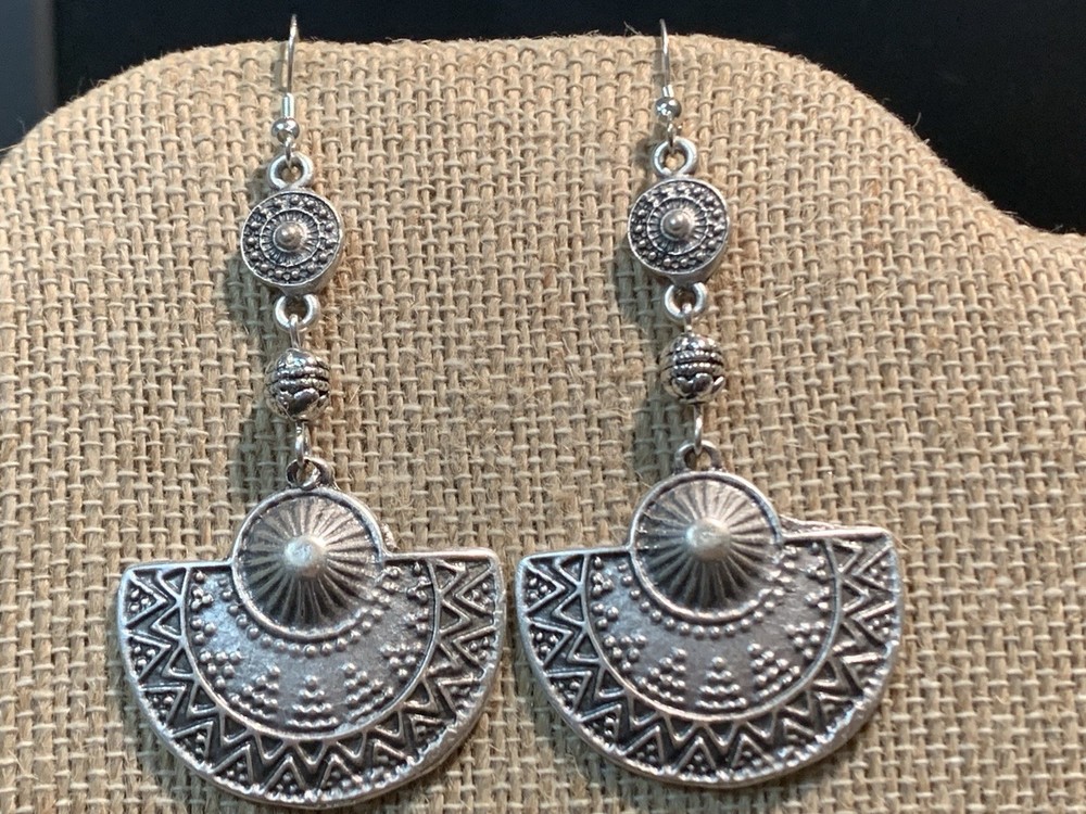 NEW LISTING * HANDCRAFTED XL EGYPTIAN SILVER NILE DROP EARRINGS-.925 ear wires