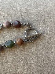 INDIAN AGATE NUGGETS & PETRIFIED WOOD Unisex Necklace 19.5” Stainless Toggle