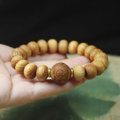 12mm Aged Cypress Wood Abacus Bead Round Buddhist Prayer Bead Bracelet gift