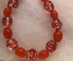 Chunky Tangerine Glass Beaded 20” Apricot Necklace Golds Oranges Glass Beads NEW