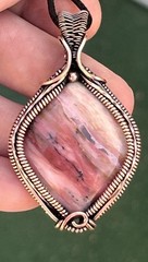 Natural Peruvian Pink Opal ~ Handmade copper wire wrapped pendant 15a