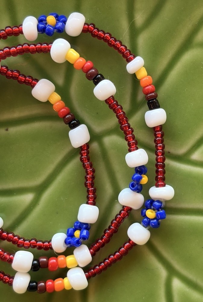 🌺Handmade Glass Seed Bead Necklace❤️💙Hypoallergenic Stainless Steel Hardware✨