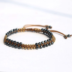 3.5MM Hematite Beaded Micro Macrame Bracelet ~ Handmade Crystal Healing Jewelery